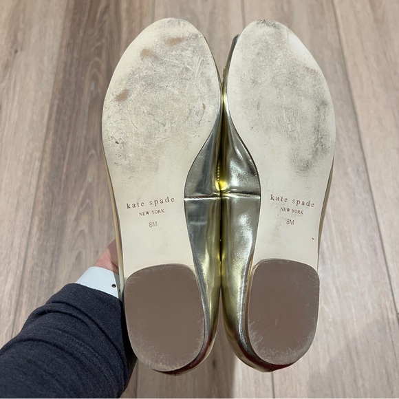Kate Spade Gold Floral Embellished Ballet Flats Size 8 - Picture 10 of 12